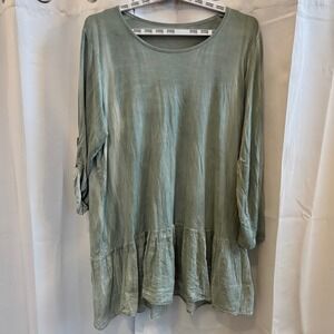 Victorian Trading Co Women Tunic Dress Green Ruffle 2X Fairycore Festival 19886